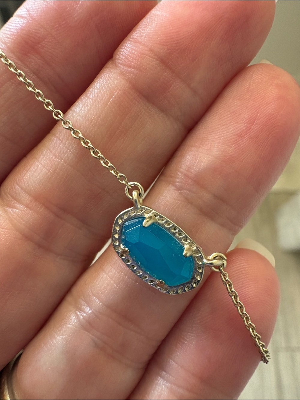Kendra Scott Mini Elisa Necklace in Teal & Gold